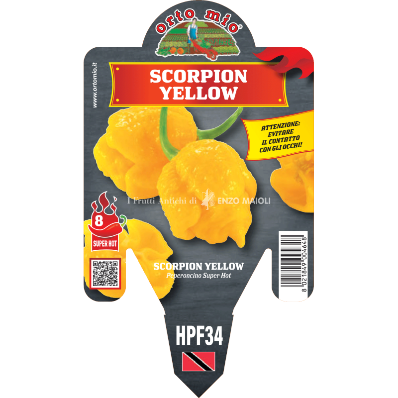 Peperoncino piccante HOT - Scorpion giallo - 1 pianta vaso 14 - Orto Mio